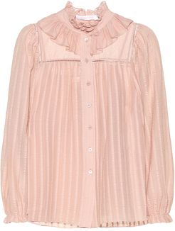 Ruffled cotton-blend blouse