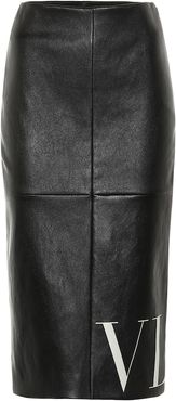 VLTN leather midi skirt