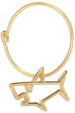 TiburÃ³n Brillante 9kt gold single hoop earring with diamond