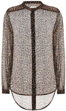 Leopard-print wool blouse