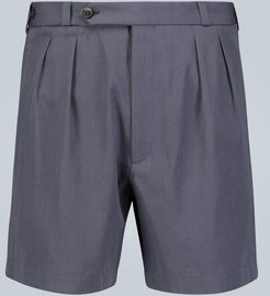 Double-pleated wool-blend shorts