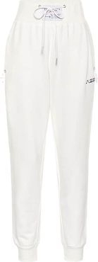 High-rise cotton-blend trackpants