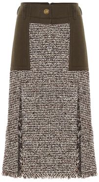 High-rise wool-blend tweed skirt