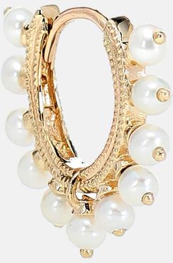 Eternity 14kt gold single earring with pearls