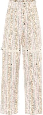 Paisley high-rise cotton pants