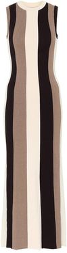 Striped ribbed-knit maxi dress