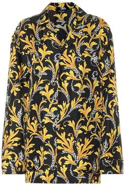 Printed silk pajama top