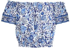 Camila sequined floral crop top