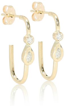 Teardrop 14kt gold stud earrings with diamonds