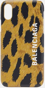 Leopard-print leather iPhone X case