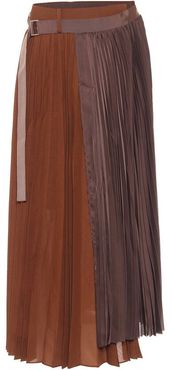 Pleated asymmetric midi skirt