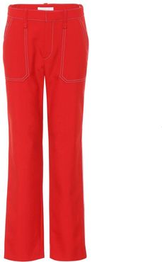 Wool-blend straight-leg trousers