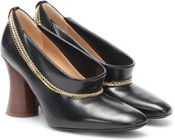 Sayra chain-trimmed leather pumps