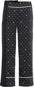 High-rise polka-dot stretch wool pants