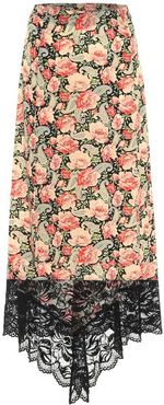 Floral stretch-jersey midi skirt