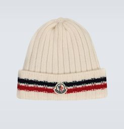 Wool tricot beanie with logo
