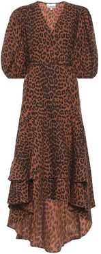 Leopard-print cotton wrap dress