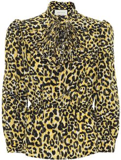 Leopard-print silk blouse