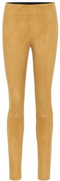 High-rise suede skinny pants