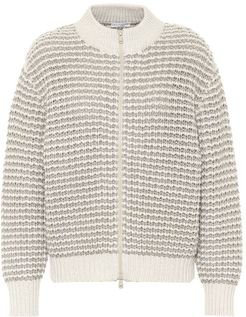 Wool-blend knit bomber jacket