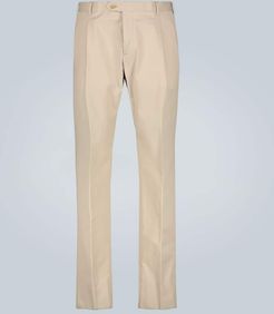 Double-pleated stretch-cotton pants