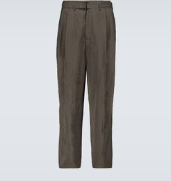 Belted silk-blend pants