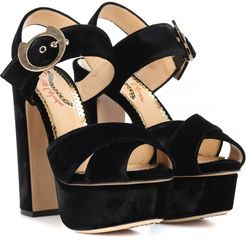 Velvet plateau sandals