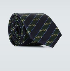 Interlocking G Horsebit jacquard silk tie