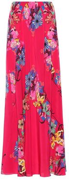 Floral printed silk skirt