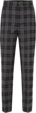 High-rise checked stretch-wool pants