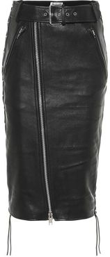 High-rise leather pencil skirt