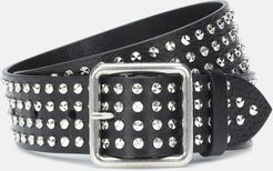 Embellished leather belt