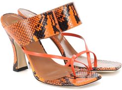 Snake-effect-leather sandals