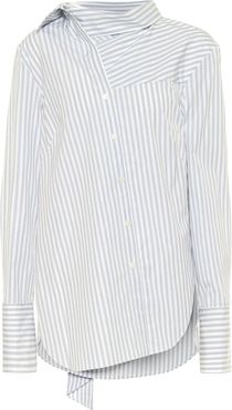 Tie-neck striped cotton shirt