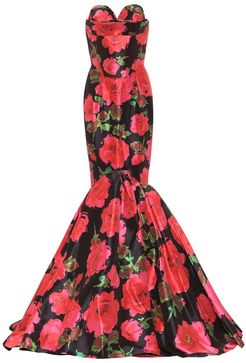 Floral taffeta gown