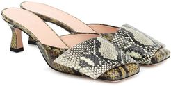 Isa snake-effect leather mules