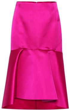 High-rise silk satin godet skirt