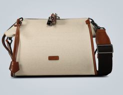 Leather-trimmed canvas travel bag