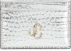 Umika snake-effect leather card case