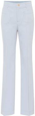 high-rise flared cotton-blend pants