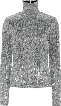 Sequined mockneck top