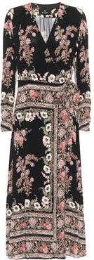 Floral sablÃ© midi wrap dress