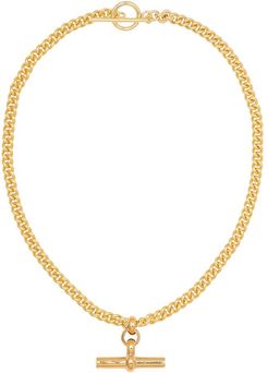 Gold-plated T-bar necklace
