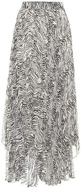 Alena zebra-print silk-blend midi skirt