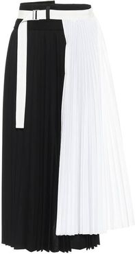 Pleated wool midi skirt