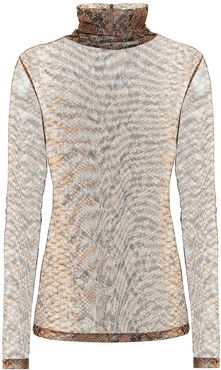 Snake-print stretch-jersey top