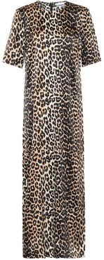Leopard-print stretch-silk maxi dress