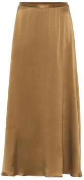 Seine silk satin midi skirt