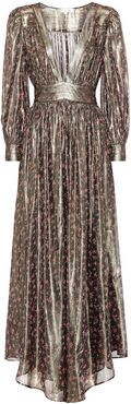 Cyrena metallic silk maxi dress