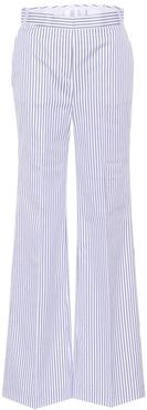 Striped cotton wide-leg trousers